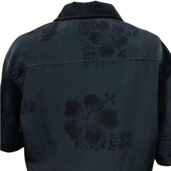 QuikSilver Mens Short Sleeve Button Down Hawaiian Shirt, Navy, size L - Picture 5 of 7